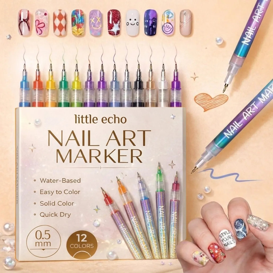 Nail Art Pens Set 12 Colors